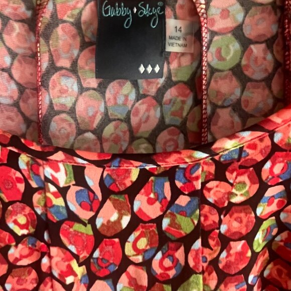 Gabby Skye Dress, Vibrant Colors, Cap Sleeve, Flared A-Line, Size 14 - Picture 6 of 6